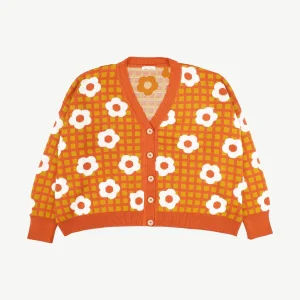 Cardigan de mujer tejido 'winter flora' multi blue mirage multi rust knit