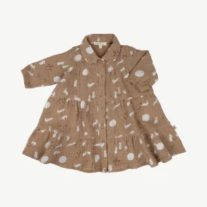 Vestido de Muselina ‘Moonlit Usagi’ (Conejos) Café Cream