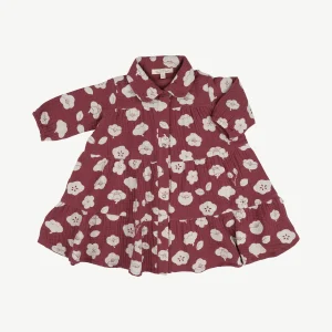 Vestido de Muselina ‘Plums in Bloom' (Flores) Dark Red