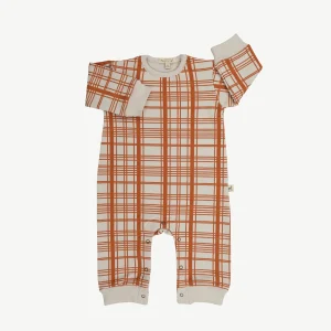 Enterizo de French Terry ‘Winter Checks Orange’ (Cuadros) White Sand