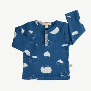 Polo Henley de Rib ‘Fruitful Patience' (Frutos) Dark Blue