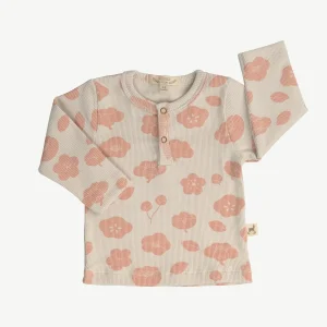 Polo Henley de Rib ‘Plums in Bloom' (Flores) White Sand
