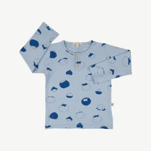 Polo Henley ‘Fruitful Patience' (Frutos) Celestial Blue