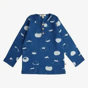 Polo Henley de Rib ‘Fruitful Patience' (Frutos) Dark Blue