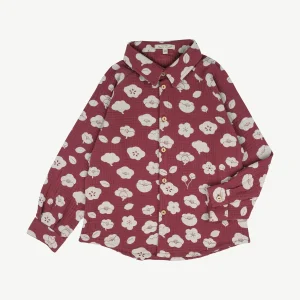 Camisa ‘Plums in Bloom' (Flores) Dark Red
