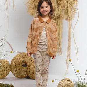 Cárdigan Tejido con Cuello - Color Block - Cashew