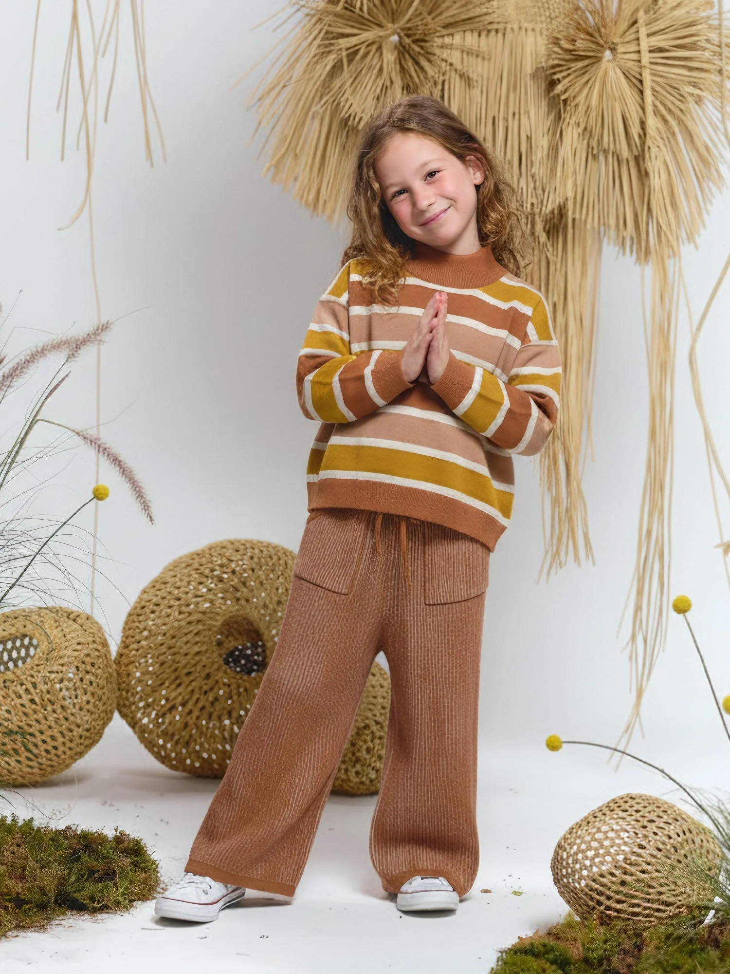 Suéter Oversized Tejido - Horizontal Lines - Cashew-Multi