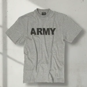 Camiseta militar gris con estampado “ARMY” – T-shirt táctica de algodón