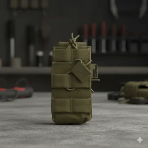 Portacargador Táctico Doble MOLLE – Color Coyote | Funda Militar Compacta 600D Tac-Poly