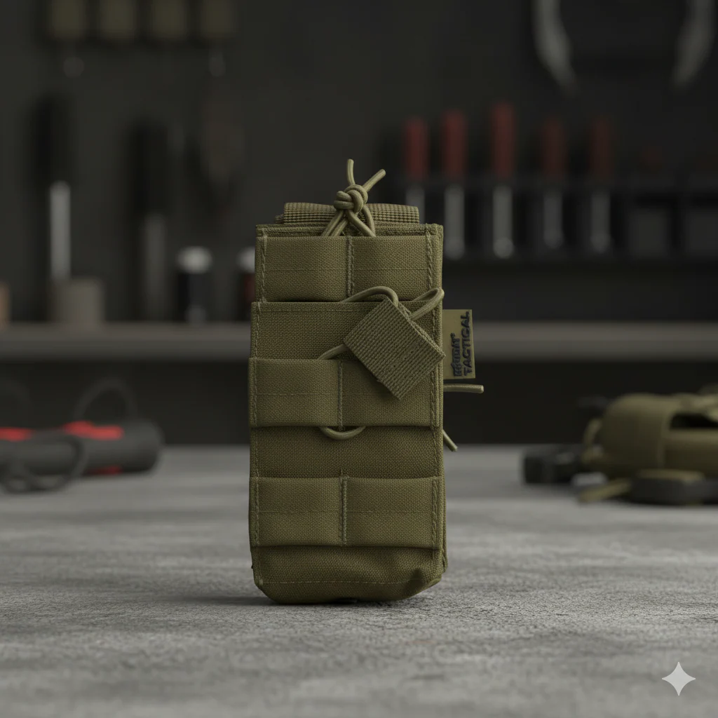 Portacargador Táctico Doble MOLLE – Color Coyote | Funda Militar Compacta 600D Tac-Poly