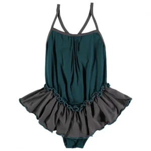 Bañador lycra y tul - verde ciprés y gris