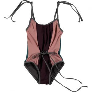 Bañador jaretas - rosa viejo y granate
