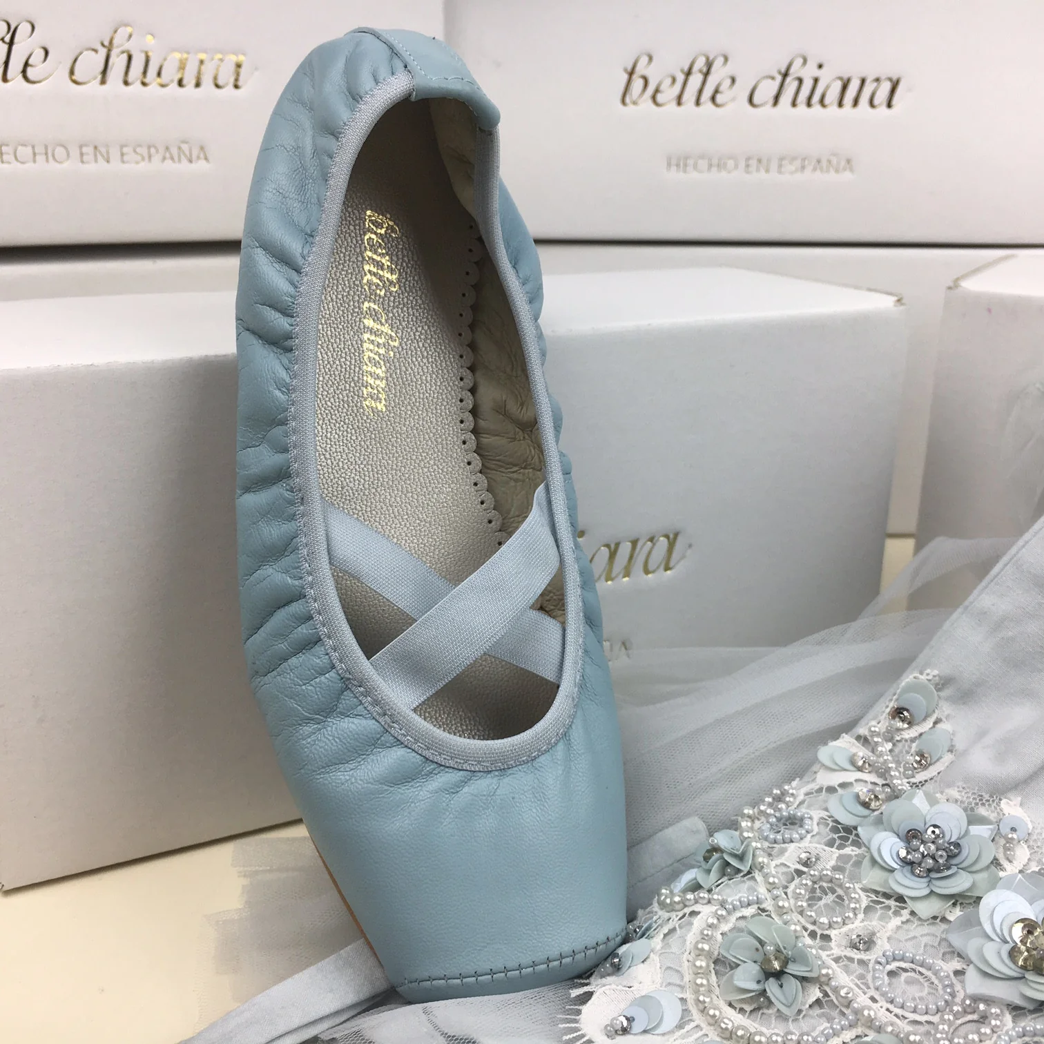 Bailarinas Grace puntas - napa azul claro - Imagen 3