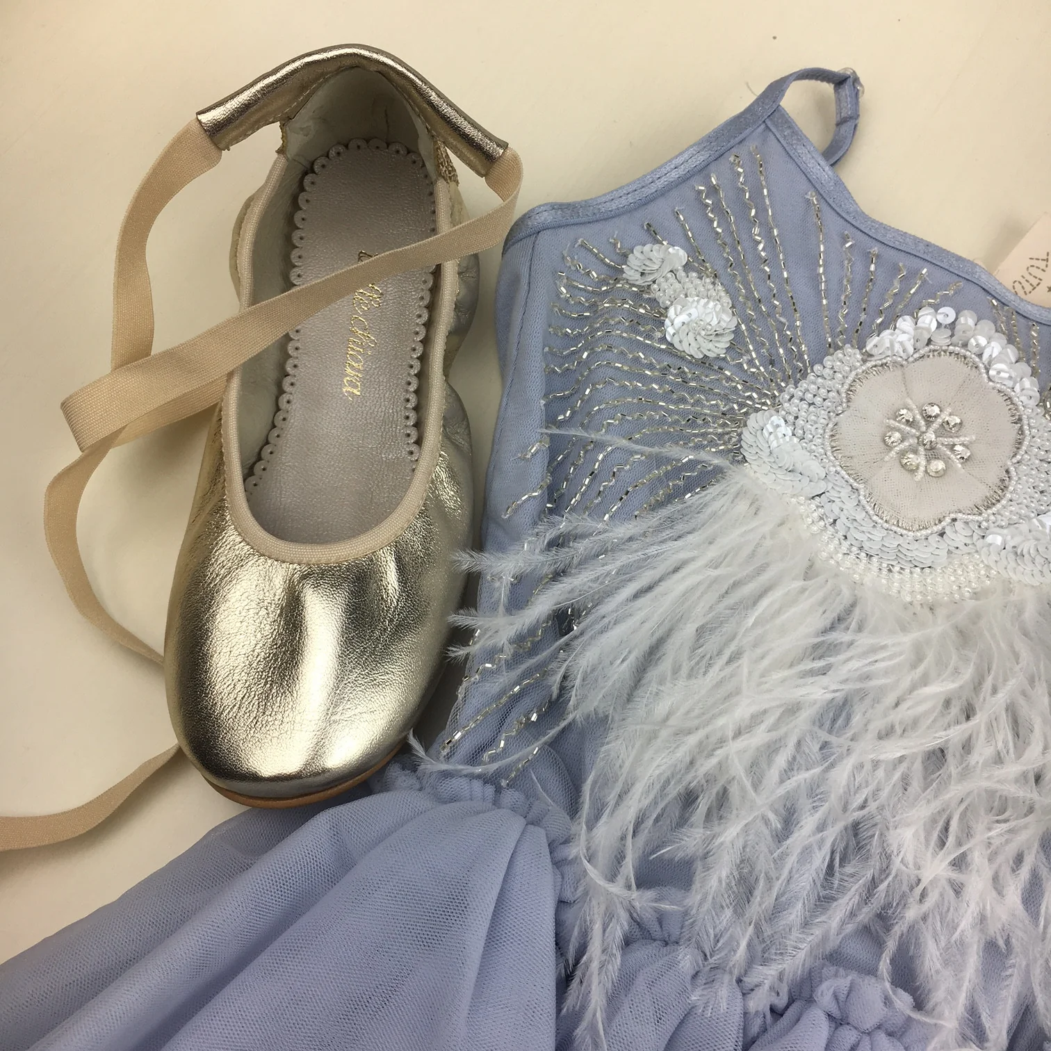 Bailarina Audrey ceremonia - napa metalizada oro suave - Imagen 3