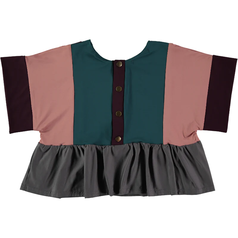 Blusa playera combi - rosa viejo, granate, verde ciprés, gris - Imagen 3