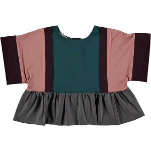 Blusa playera combi - rosa viejo, granate, verde ciprés, gris