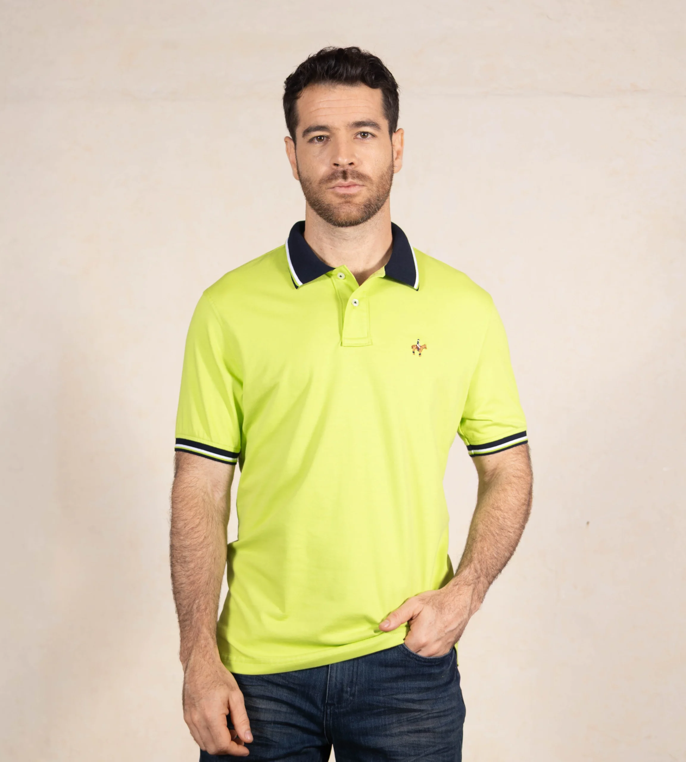 Polo Contraste Color Verde Limón Ref. 130080226 - Imagen 4