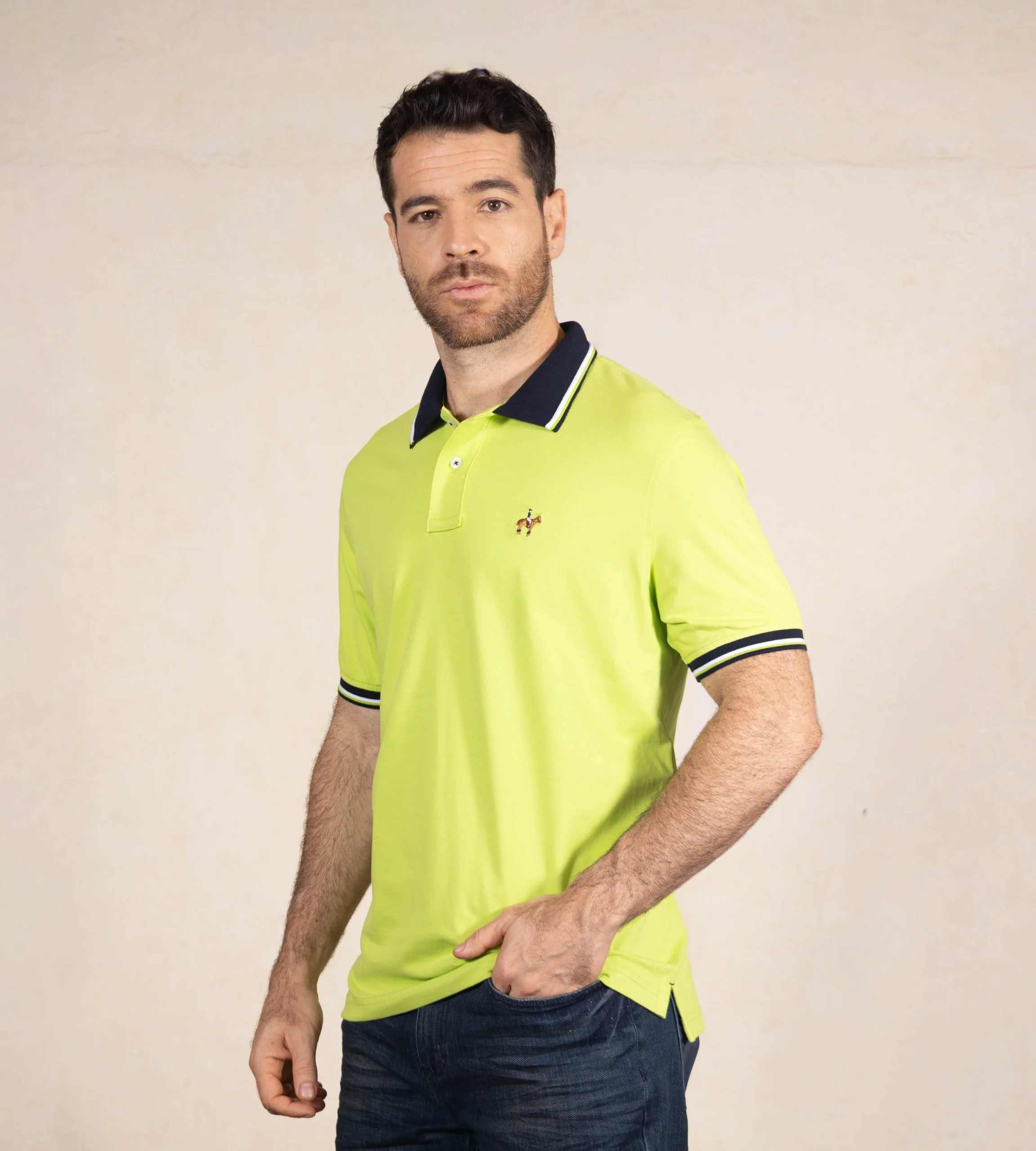 Polo Contraste Color Verde Limón Ref. 130080226 - Imagen 3