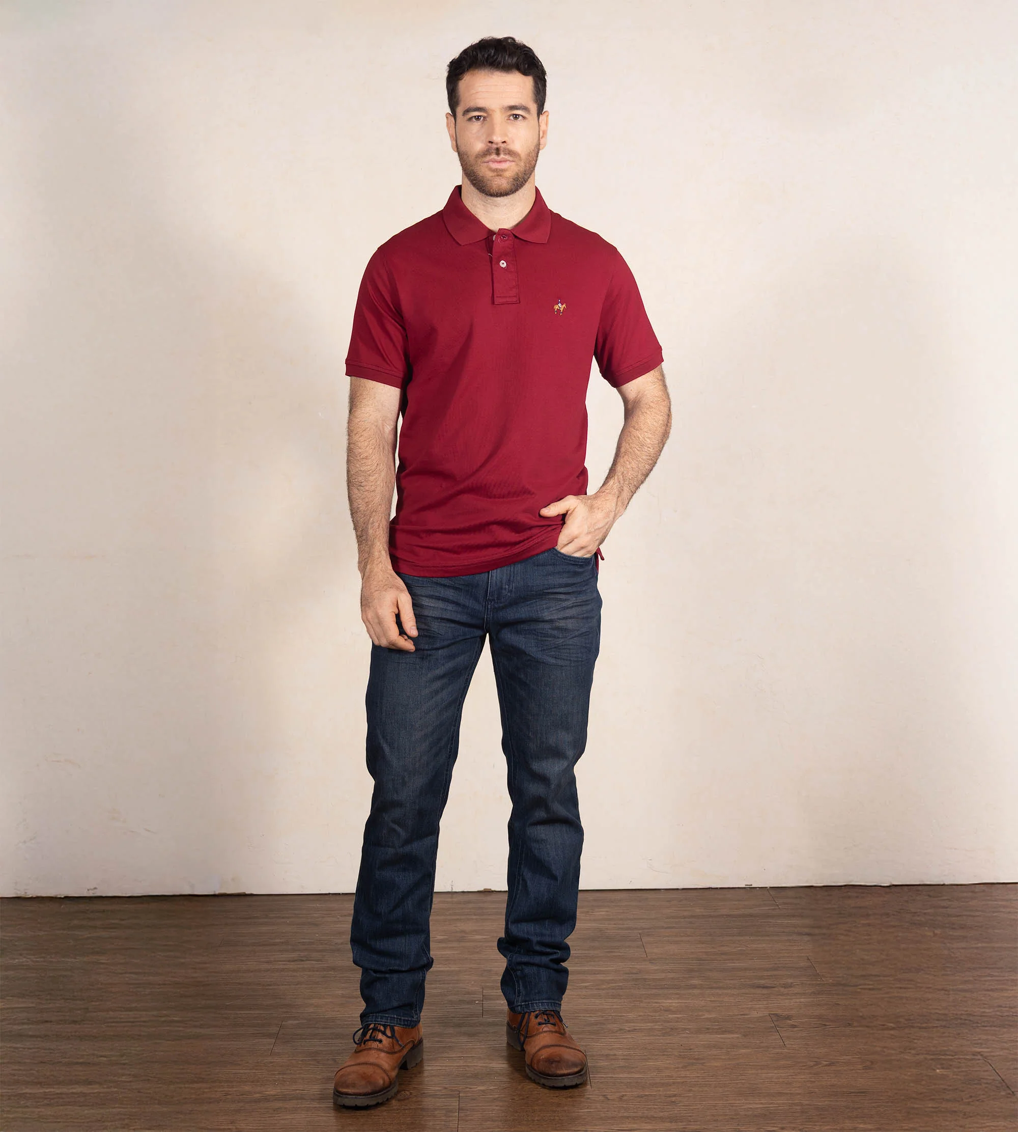 Polo Fondo Entero Color Rojo Vino Ref. 101260925 - Imagen 4