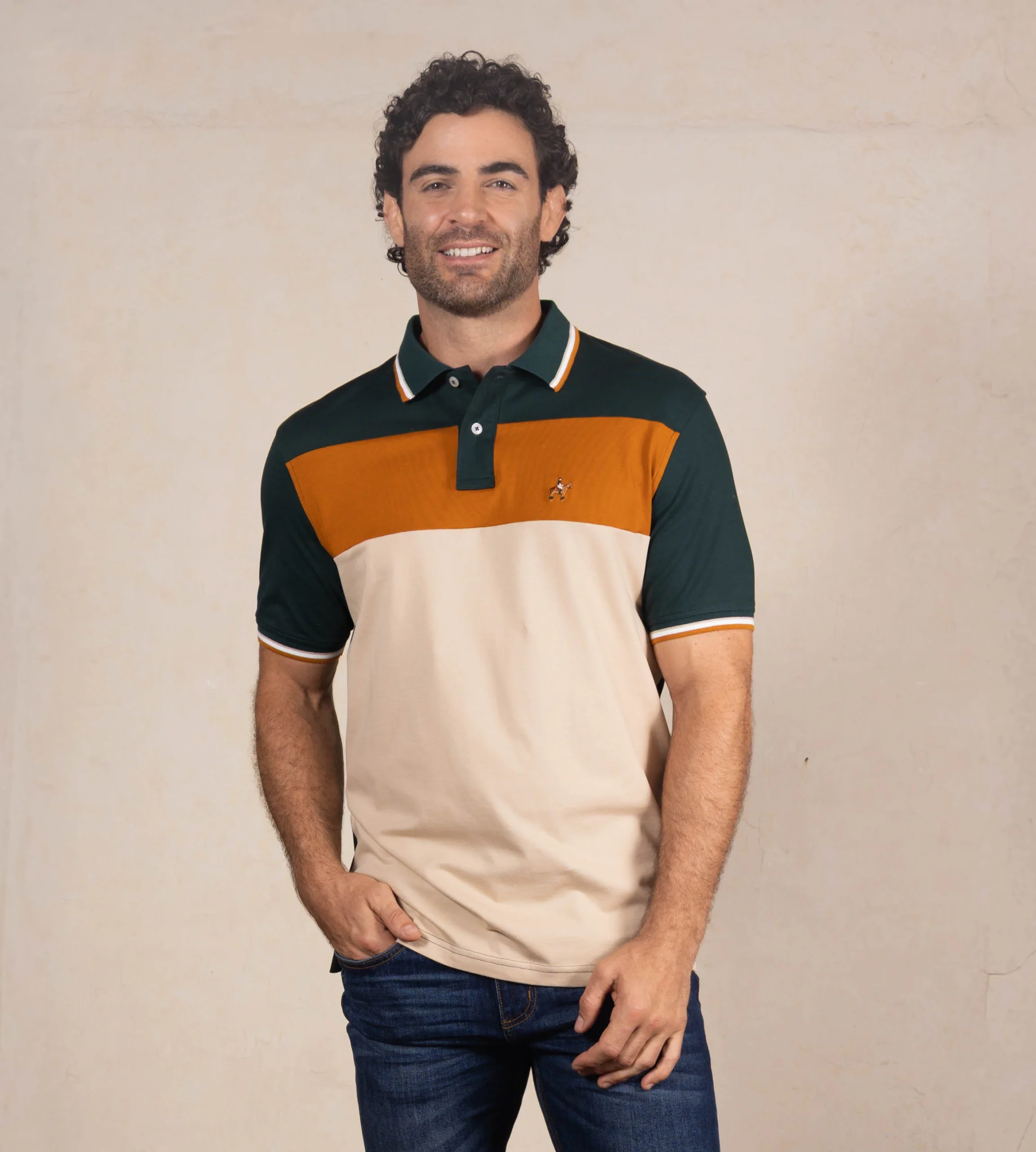 Polo Bloques Color Verde Petróleo Ref. 129051225 - Imagen 4