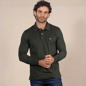 Polo Fondo Entero Manga Larga Color Verde Militar Ref. 160021225