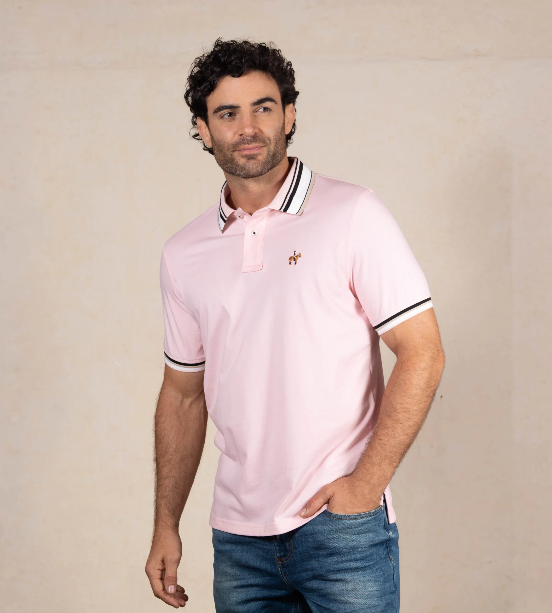 Polo Contraste Color Rosado Claro Ref. 130091225