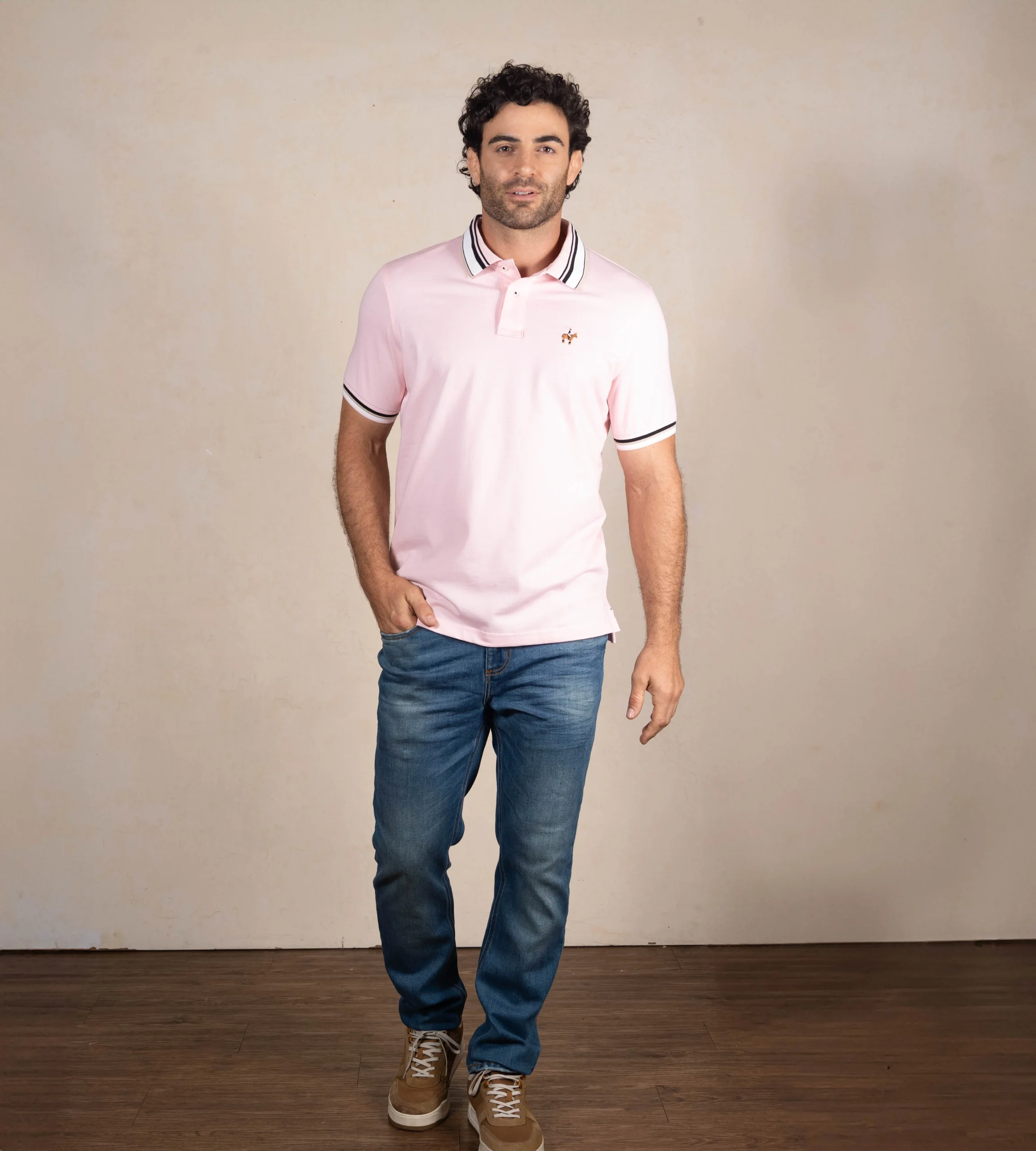 Polo Contraste Color Rosado Claro Ref. 130091225 - Imagen 5