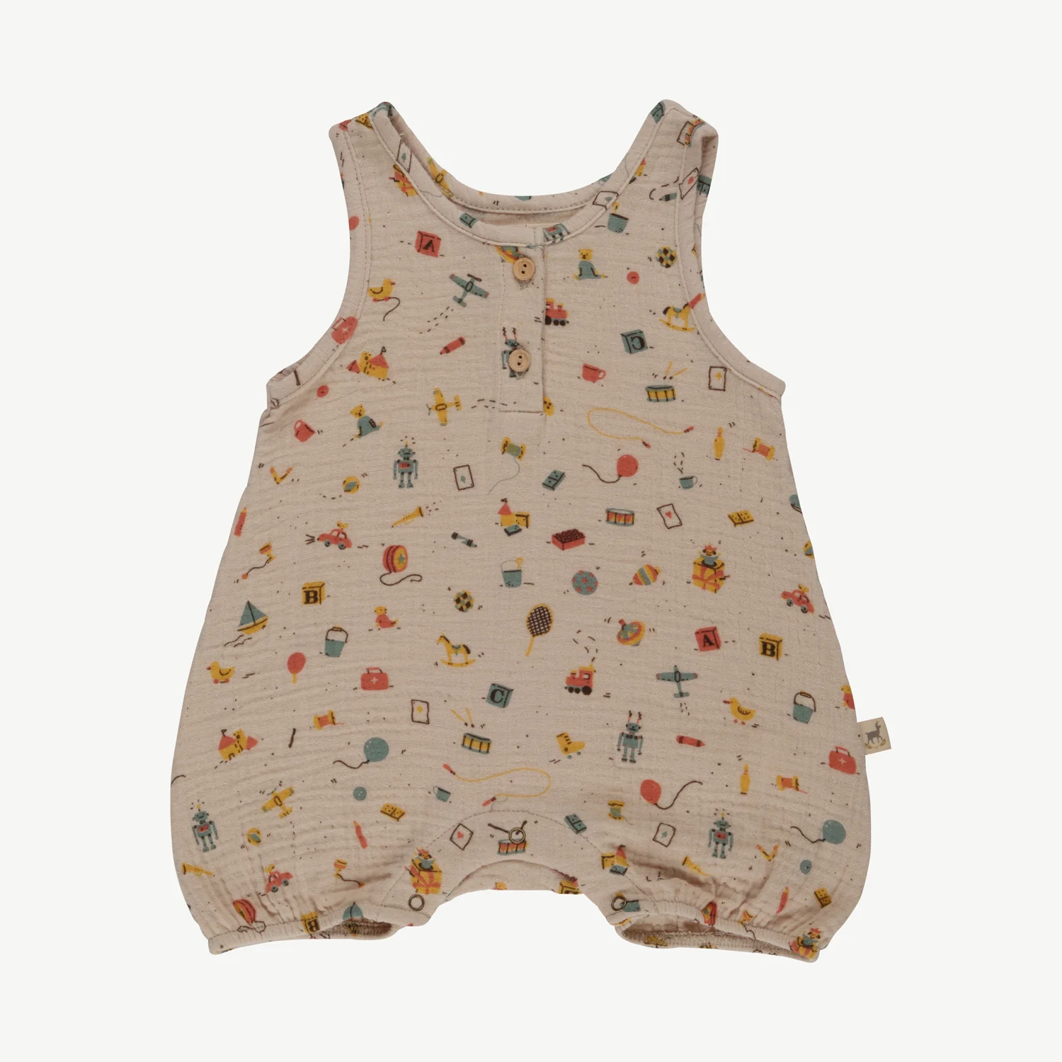 Romper 'bygone toys' white sand
