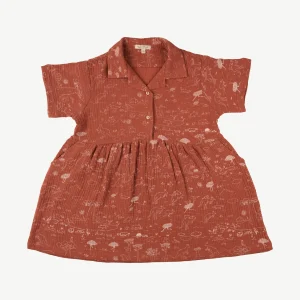 Vestido Manga Corta  Terracota - Historia