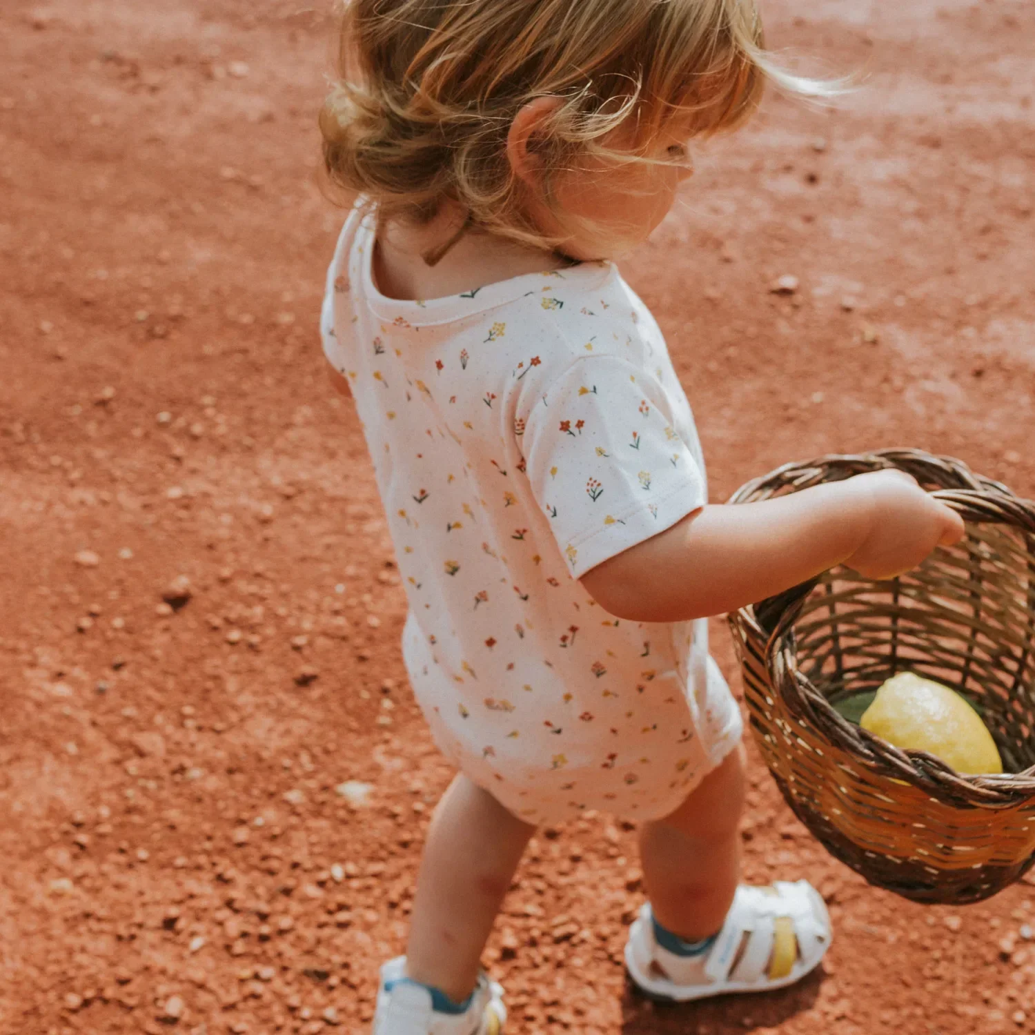 Enterizo Manga Corta de Bebé Rosa Pálido - Flores Silvestres - Imagen 3