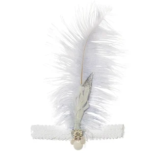 Tocado de plumas Around the World - silver