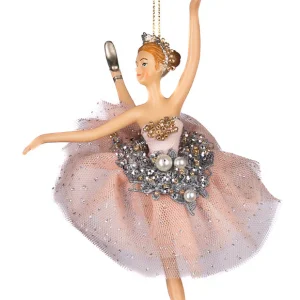Adorno navideño - Bailarina tul rosado y perlas - jeté