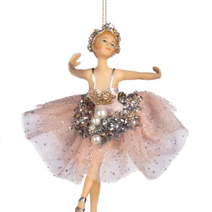 Adorno navideño - Bailarina tul rosado y perlas - primera