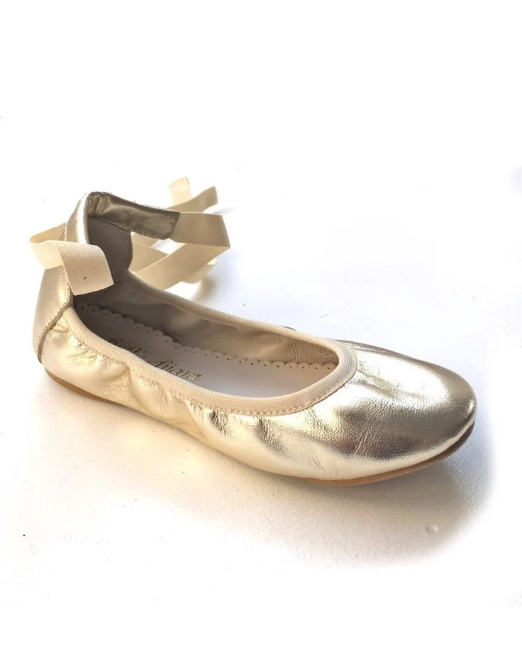 Bailarina Audrey ceremonia - napa metalizada oro suave