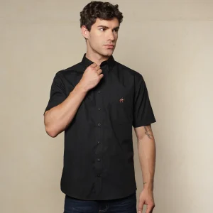Camisa Fondo Entero Manga Corta Color Negro Ref. 104071225