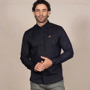 Camisa Fondo Entero Manga Larga Color Negro Ref. 115031225