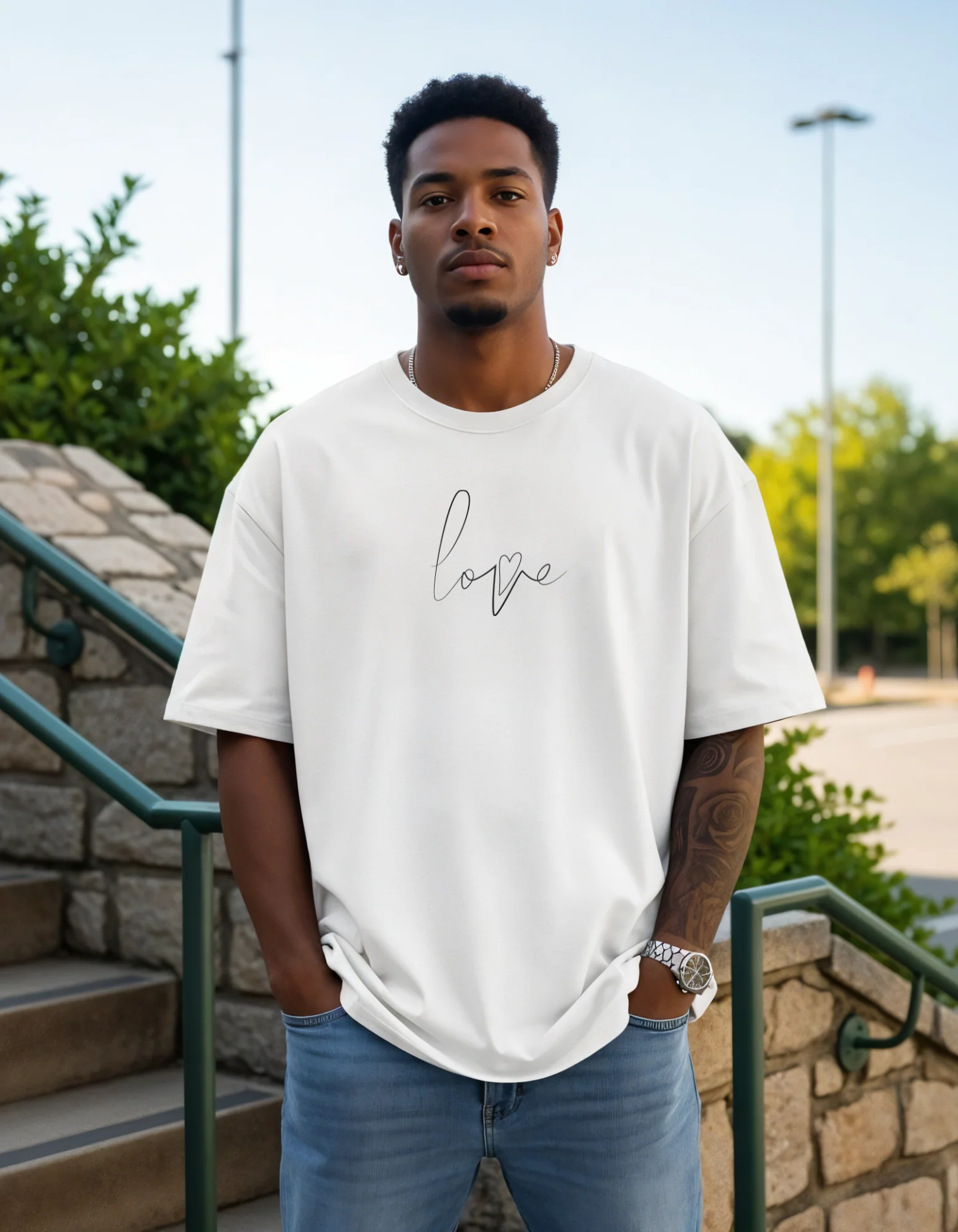 Love Oversize Tee - Minimal Embroidery - Imagen 3