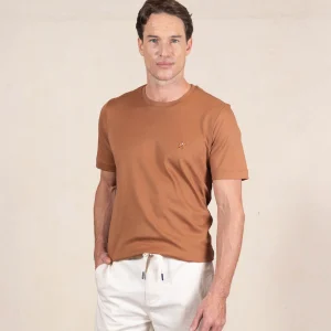 Camiseta Bordada Fondo Entero Color Café Caramelo Ref. 152201225