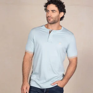Camiseta Cuello Henley Color Verde Grisoso Ref. 147051225
