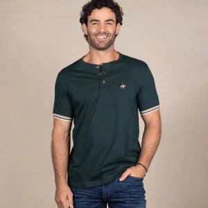 Camiseta F/E Cuello Henley Verde Petróleo Ref. 147011225