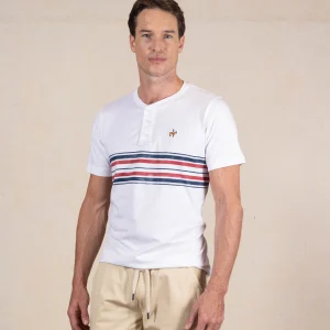 Camiseta Rayas Cuello Henley Blanco Ref. 146011225