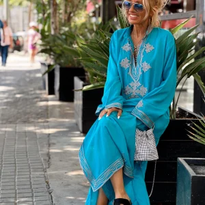 VESTIDO LONG JAD TURQUESA