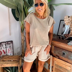 SHORT MACARENA LINO BEIGE