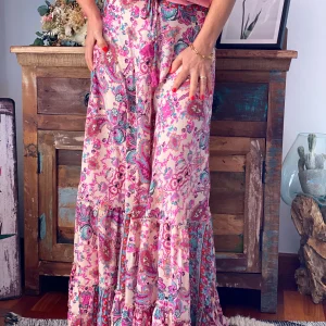 FALDA LARGA ESTAMPADA JANE ROSA-AZUL