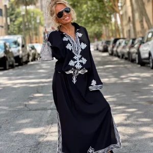 VESTIDO LONG JAD NEGRO-BLANCO