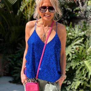 TOP LENTEJUELAS AZUL