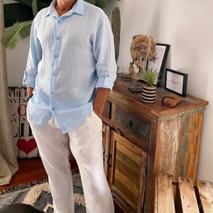 CAMISA LINO CARLOS AZUL