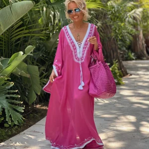 VESTIDO LONGUE OMBRE FUCSIA