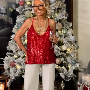 TOP LENTEJUELAS ROJO