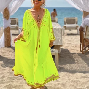 VESTIDO LONGUE OMBRE AMARILLO-BRONZE